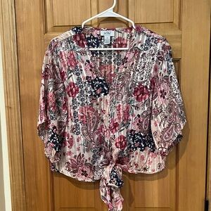 Floral Paisley Women's Blouse - Pink and Blue